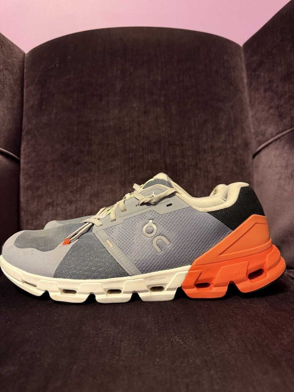 On Cloudflyer 4 Mens Size 12.5 Gray Orange Athletic Running Walking Shoes